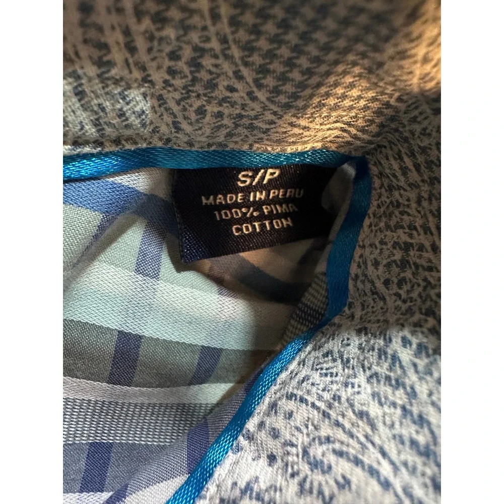 Tommy Bahama Button Down Mens L Blue Grey Excellent Pima Cotton Striped‎ Shirt